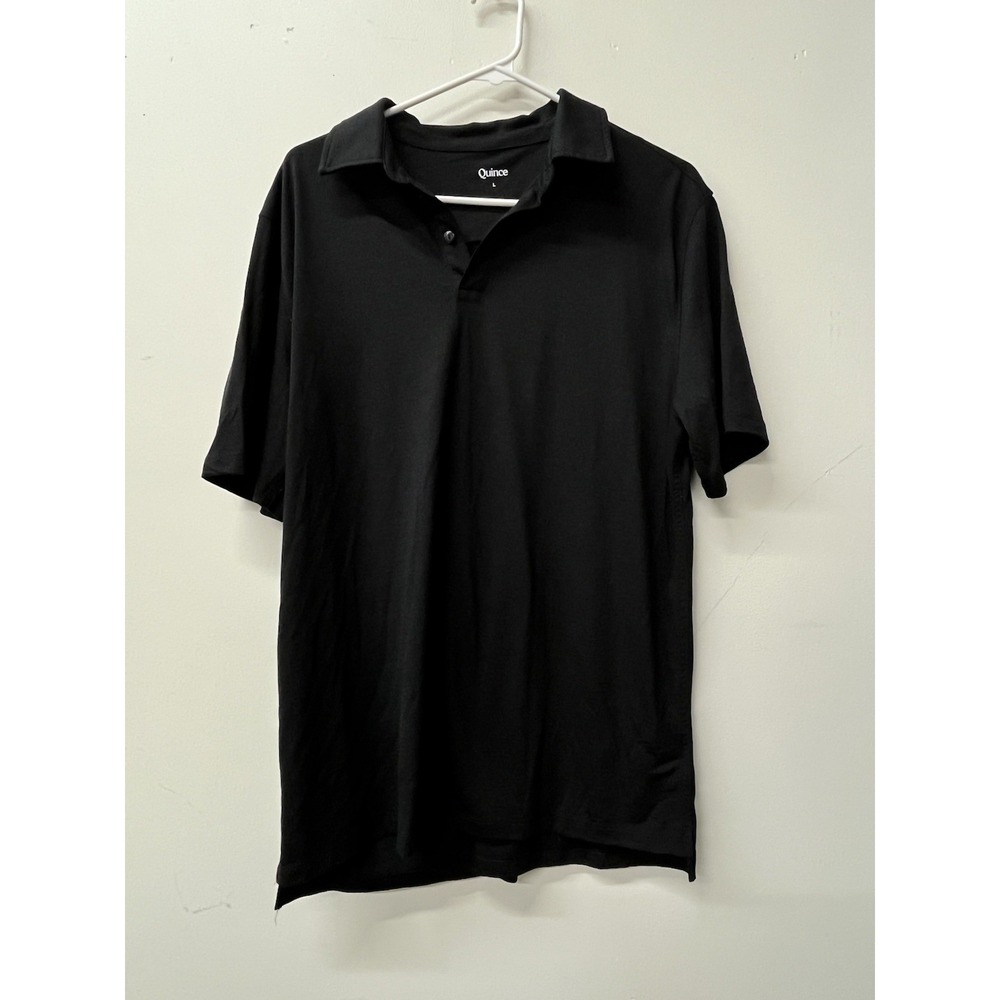 Quince 100% Merino Wool Black Polo Shirt Men's Size L Large Super Soft
